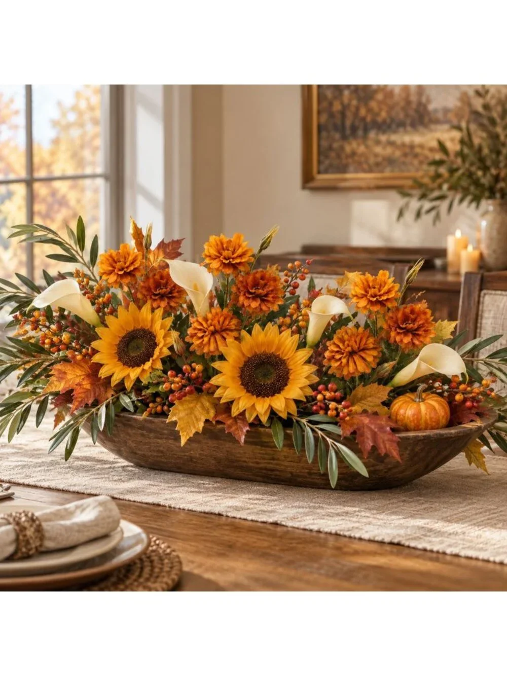 Rust Orange Artificial Mum Stems Set of 3 21 Inch Faux Chrysanthemum Flowers Fal